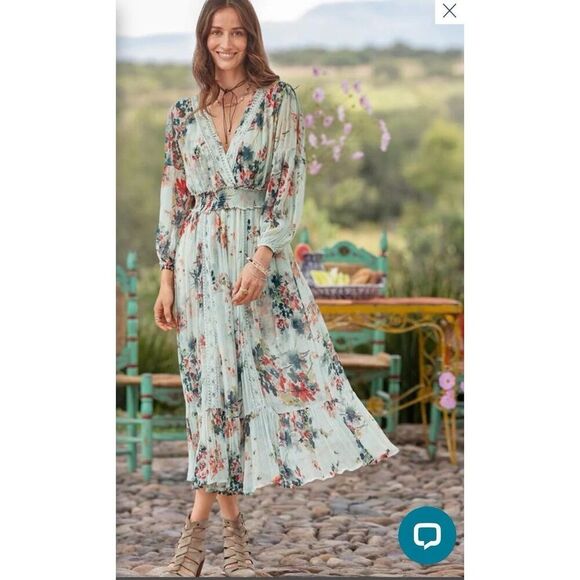 Sundance Size Large Giverny Gardens Dress Boho Cottage Romantic Floral Flowy - Picture 3 of 10